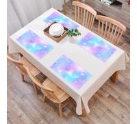 EYLOZS Tovagliette Lavabili,Set di 4 Tovagliette Colazione in PVC,Antiscivolo,Resistenti al Calore,per Tavolo da Cucina,Striscione a forma di coda di pesce con stelle e scintille magiche. Sfo,45x30cm