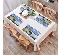 EYLOZS Tovagliette Lavabili,Set di 4 Tovagliette Colazione in PVC,Antiscivolo,Resistenti al Calore,per Tavolo da Cucina,Vista sul lago alpino, isola tranquilla, con una chiesa circondata da a,45x30cm