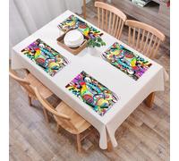 EYLOZS Tovagliette Lavabili,Set di 4 Tovagliette Colazione in PVC,Antiscivolo,Resistenti al Calore,per Tavolo da Cucina,Arte, occhi colorati astratti disegnati a mano, lavoro di progettazione,45x30cm
