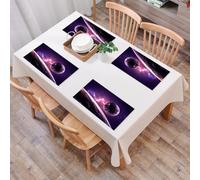 EYLOZS Tovagliette Lavabili,Set di 4 Tovagliette Colazione in PVC,Antiscivolo,Resistenti al Calore,per Tavolo da Cucina,Galassia, pianeti sopra nebulosa viola cometa celeste raggi magici univ,45x30cm