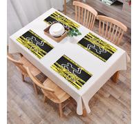 EYLOZS Tovagliette Lavabili,Set di 4 Tovagliette Colazione in PVC,Antiscivolo,Resistenti al Calore,per Tavolo da Cucina,Scena del delitto, contorno delle vittime disegnato con il gesso e band,45x30cm