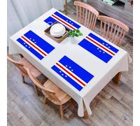 EYLOZS Tovagliette Lavabili,Set di 4 Tovagliette Colazione in PVC,Antiscivolo,Resistenti al Calore,per Tavolo da Cucina,Il simbolo nazionale di Capo Verde, una bandiera unica con strisce blu,45x30cm