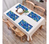 EYLOZS Tovagliette Lavabili,Set di 4 Tovagliette Colazione in PVC,Antiscivolo,Resistenti al Calore,per Tavolo da Cucina,Disegno di esplorazione oceanica, sottomarini colorati, balene e pesci,45x30cm