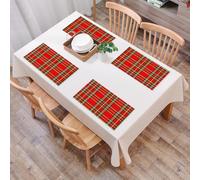 EYLOZS Tovagliette Lavabili,Set di 4 Tovagliette Colazione in PVC,Antiscivolo,Resistenti al Calore,per Tavolo da Cucina,Tar astratto ispirato alla cultura occidentale europea a scacchi rossi,45x30cm