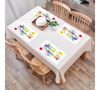 EYLOZS Tovagliette Lavabili,Set di 4 Tovagliette Colazione in PVC,Antiscivolo,Resistenti al Calore,per Tavolo da Cucina,Decorazione di compleanno con dettagli colorati a forma di stella a cin,45x30cm