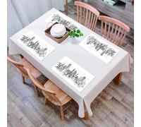 EYLOZS Tovagliette Lavabili,Set di 4 Tovagliette Colazione in PVC,Antiscivolo,Resistenti al Calore,per Tavolo da Cucina,New York, paesaggio urbano di New York disegnato a mano, turismo viag,45x30cm