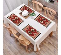 EYLOZS Tovagliette Lavabili,Set di 4 Tovagliette Colazione in PVC,Antiscivolo,Resistenti al Calore,per Tavolo da Cucina,nahöstliche Folklore Pixel Art Triangles afghan,45x30cm