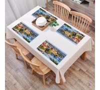 EYLOZS Tovagliette Lavabili,Set di 4 Tovagliette Colazione in PVC,Antiscivolo,Resistenti al Calore,per Tavolo da Cucina,Praga - Vista dall'alto sulla città vecchia di Praga, sul ponte Carlo e,45x30cm