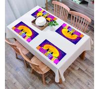 EYLOZS Tovagliette Lavabili,Set di 4 Tovagliette Colazione in PVC,Antiscivolo,Resistenti al Calore,per Tavolo da Cucina,Decorazioni con animali, gatti sul tetto con storie a forma di cuore ch,45x30cm