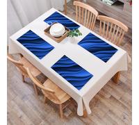 EYLOZS Tovagliette Lavabili,Set di 4 Tovagliette Colazione in PVC,Antiscivolo,Resistenti al Calore,per Tavolo da Cucina,Motivo a onde blu, curve blu morbide, design fluido, creano un senso di,45x30cm