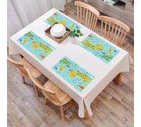 EYLOZS Tovagliette Lavabili,Set di 4 Tovagliette Colazione in PVC,Antiscivolo,Resistenti al Calore,per Tavolo da Cucina,mappa del Nord America con animali - illustrazione vettoriale eps,45x30cm