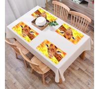 EYLOZS Tovagliette Lavabili,Set di 4 Tovagliette Colazione in PVC,Antiscivolo,Resistenti al Calore,per Tavolo da Cucina,Animale, la testa della giraffa che si appoggia contro lo straordinario,45x30cm