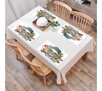 EYLOZS Tovagliette Lavabili,Set di 4 Tovagliette Colazione in PVC,Antiscivolo,Resistenti al Calore,per Tavolo da Cucina,Illustrazione di un teschio di marinaio con barba, mascotte a tema naut,45x30cm
