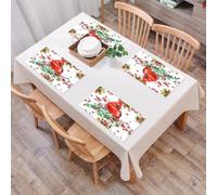 EYLOZS Tovagliette Lavabili,Set di 4 Tovagliette Colazione in PVC,Antiscivolo,Resistenti al Calore,per Tavolo da Cucina,Disegno a tema natalizio, disegno ad acquerello di un cardinale appolla,45x30cm