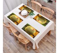 EYLOZS Tovagliette Lavabili,Set di 4 Tovagliette Colazione in PVC,Antiscivolo,Resistenti al Calore,per Tavolo da Cucina,Decorazione di cactus, cactus dorato in fiore, circondato da una cresci,45x30cm
