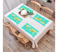 EYLOZS Tovagliette Lavabili,Set di 4 Tovagliette Colazione in PVC,Antiscivolo,Resistenti al Calore,per Tavolo da Cucina,Mappa, mappa del mondo geografia continenti e paesi,45x30cm