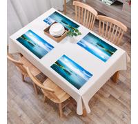 EYLOZS Tovagliette Lavabili,Set di 4 Tovagliette Colazione in PVC,Antiscivolo,Resistenti al Calore,per Tavolo da Cucina,Isola di Koh Kaeo nell'oceano con barche che galleggiano vicino alla ri,45x30cm