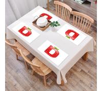 EYLOZS Tovagliette Lavabili,Set di 4 Tovagliette Colazione in PVC,Antiscivolo,Resistenti al Calore,per Tavolo da Cucina,Lettera D, D maiuscola con disegno di una fragola matura,45x30cm