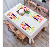 EYLOZS Tovagliette Lavabili,Set di 4 Tovagliette Colazione in PVC,Antiscivolo,Resistenti al Calore,per Tavolo da Cucina,Animali marini, cartoni animati con pesci, cavallucci marini, stelle ma,45x30cm