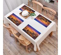 EYLOZS Tovagliette Lavabili,Set di 4 Tovagliette Colazione in PVC,Antiscivolo,Resistenti al Calore,per Tavolo da Cucina,Vista notturna della città, la città brilla intensamente e le luci si r,45x30cm