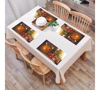 EYLOZS Tovagliette Lavabili,Set di 4 Tovagliette Colazione in PVC,Antiscivolo,Resistenti al Calore,per Tavolo da Cucina,Natale interno. albero magico luminoso camino e regali,45x30cm