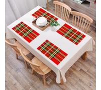EYLOZS Tovagliette Lavabili,Set di 4 Tovagliette Colazione in PVC,Antiscivolo,Resistenti al Calore,per Tavolo da Cucina,Tar1 astratto ispirato alla cultura occidentale europea a scacchi rossi,45x30cm