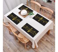 EYLOZS Tovagliette Lavabili,Set di 4 Tovagliette Colazione in PVC,Antiscivolo,Resistenti al Calore,per Tavolo da Cucina,Design del logo della scala musicale con concetto di oro. Segno o simbo,45x30cm