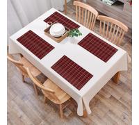 EYLOZS Tovagliette Lavabili,Set di 4 Tovagliette Colazione in PVC,Antiscivolo,Resistenti al Calore,per Tavolo da Cucina,Griglia a scacchi, classico motivo a griglia rossa e nera che si inters,45x30cm