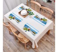 EYLOZS Tovagliette Lavabili,Set di 4 Tovagliette Colazione in PVC,Antiscivolo,Resistenti al Calore,per Tavolo da Cucina,Paesaggio, Isola di Santorini Grecia Mar Egeo Alberi Fiori k,45x30cm