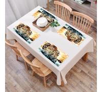 EYLOZS Tovagliette Lavabili,Set di 4 Tovagliette Colazione in PVC,Antiscivolo,Resistenti al Calore,per Tavolo da Cucina,Animali, ritratti di leopardi, sguardi affascinanti e pelli dai motivi,45x30cm