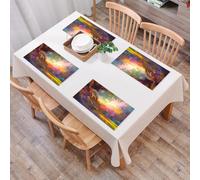 EYLOZS Tovagliette Lavabili,Set di 4 Tovagliette Colazione in PVC,Antiscivolo,Resistenti al Calore,per Tavolo da Cucina,Arte, pittura di paesaggi colorati, luce screziata e design di colori e,45x30cm