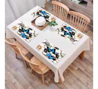 EYLOZS Tovagliette Lavabili,Set di 4 Tovagliette Colazione in PVC,Antiscivolo,Resistenti al Calore,per Tavolo da Cucina,Le farfalle blu si posano su varie pietre lisce,45x30cm