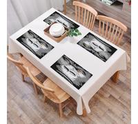 EYLOZS Tovagliette Lavabili,Set di 4 Tovagliette Colazione in PVC,Antiscivolo,Resistenti al Calore,per Tavolo da Cucina,Illustrazione del design del primo piano del volto di un animale e di u,45x30cm