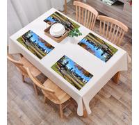 EYLOZS Tovagliette Lavabili,Set di 4 Tovagliette Colazione in PVC,Antiscivolo,Resistenti al Calore,per Tavolo da Cucina,Città, panchina del parco con vista sullo skyline di Calgary, Alberta,45x30cm