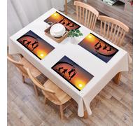 EYLOZS Tovagliette Lavabili,Set di 4 Tovagliette Colazione in PVC,Antiscivolo,Resistenti al Calore,per Tavolo da Cucina,Mentre il sole tramonta all'orizzonte, gli atleti giocano a basket,45x30cm