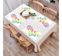 EYLOZS Tovagliette Lavabili,Set di 4 Tovagliette Colazione in PVC,Antiscivolo,Resistenti al Calore,per Tavolo da Cucina,Cuori arcobaleno e multicolori che formano un'enorme opera d'arte ispir,45x30cm