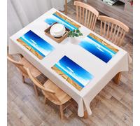 EYLOZS Tovagliette Lavabili,Set di 4 Tovagliette Colazione in PVC,Antiscivolo,Resistenti al Calore,per Tavolo da Cucina,Paesaggio, vista del mare dal molo sotto un cielo estivo nuvoloso e viv,45x30cm