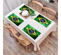 EYLOZS Tovagliette Lavabili,Set di 4 Tovagliette Colazione in PVC,Antiscivolo,Resistenti al Calore,per Tavolo da Cucina,La bandiera brasiliana, con le sue crepe, evoca l'idea della sfida, rea,45x30cm
