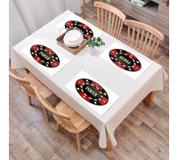EYLOZS Tovagliette Lavabili,Set di 4 Tovagliette Colazione in PVC,Antiscivolo,Resistenti al Calore,per Tavolo da Cucina,Torneo di poker, fiches da casinò con la parola poker al suo interno,45x30cm