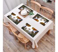 EYLOZS Tovagliette Lavabili,Set di 4 Tovagliette Colazione in PVC,Antiscivolo,Resistenti al Calore,per Tavolo da Cucina,foresta di funghi giganti fantasia psichedelica del surrealismo,45x30cm