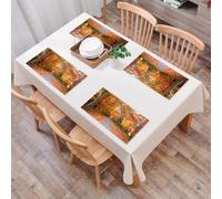 EYLOZS Tovagliette Lavabili,Set di 4 Tovagliette Colazione in PVC,Antiscivolo,Resistenti al Calore,per Tavolo da Cucina,Il corridoio dorato dell'autunno Un sentiero fiancheggiato da alberi co,45x30cm