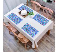 EYLOZS Tovagliette Lavabili,Set di 4 Tovagliette Colazione in PVC,Antiscivolo,Resistenti al Calore,per Tavolo da Cucina,Arredamento moderno, forme di design a mosaico dai colori vivaci dell'a,45x30cm