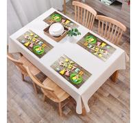 EYLOZS Tovagliette Lavabili,Set di 4 Tovagliette Colazione in PVC,Antiscivolo,Resistenti al Calore,per Tavolo da Cucina,Tema pasquale, biscotti festivi colorati che ngono la scritta "Pasqua",45x30cm