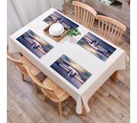 EYLOZS Tovagliette Lavabili,Set di 4 Tovagliette Colazione in PVC,Antiscivolo,Resistenti al Calore,per Tavolo da Cucina,San Pietroburgo. Russia. Ponte di Pietro il Grande al tramonto. I ponti,45x30cm