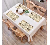 EYLOZS Tovagliette Lavabili,Set di 4 Tovagliette Colazione in PVC,Antiscivolo,Resistenti al Calore,per Tavolo da Cucina,Parigi, giornale storico d'epoca, arte della scrittura su carta frances,45x30cm