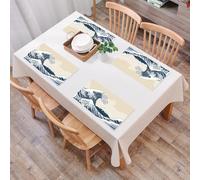 EYLOZS Tovagliette Lavabili,Set di 4 Tovagliette Colazione in PVC,Antiscivolo,Resistenti al Calore,per Tavolo da Cucina,Grande onda con il monte Fuji, stampa xilografica in stile giapponese d,45x30cm