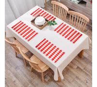 EYLOZS Tovagliette Lavabili,Set di 4 Tovagliette Colazione in PVC,Antiscivolo,Resistenti al Calore,per Tavolo da Cucina,Un'arte tradizionale a scacchi, con un motivo ripetuto a scacchi rossi,45x30cm