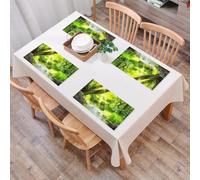 EYLOZS Tovagliette Lavabili,Set di 4 Tovagliette Colazione in PVC,Antiscivolo,Resistenti al Calore,per Tavolo da Cucina,Foresta, ruscello Cascata nella foresta tropicale tra gli alberi giungl,45x30cm