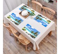 EYLOZS Tovagliette Lavabili,Set di 4 Tovagliette Colazione in PVC,Antiscivolo,Resistenti al Calore,per Tavolo da Cucina,Barbados Mar dei Caraibi Barbados, spiaggia bianca, palme e acqua turch,45x30cm