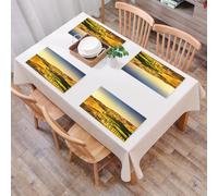 EYLOZS Tovagliette Lavabili,Set di 4 Tovagliette Colazione in PVC,Antiscivolo,Resistenti al Calore,per Tavolo da Cucina,Italia, Toscana Crete Senesi paesaggio rurale cipresso campagna terreno,45x30cm